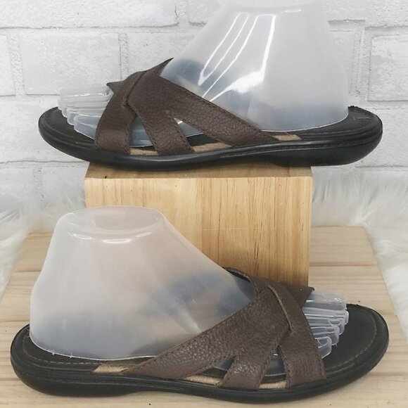 Dockers DKKAELK Brown Leather Open Toe Flip Flop Sandals Women's Size 8M - Picture 1 of 5